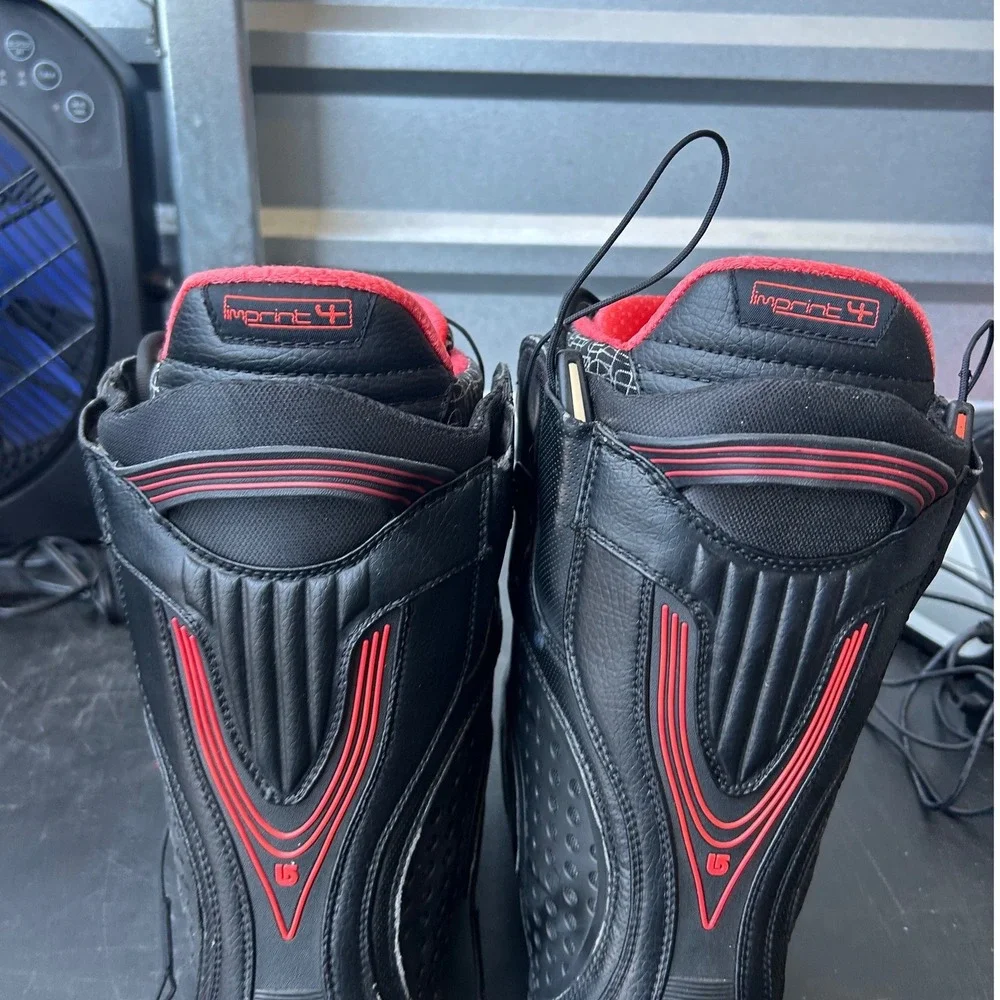 Burton Ion Snowboard Boots Mens 8 Black Red Imprint 4 Liner Speed Zone Lacing